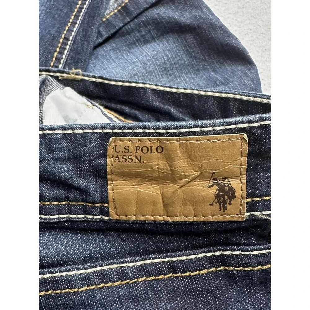U.S. Polo Assn Shorts Womens 11/12 Blue Denim Jean Bermuda Embroidered Pockets